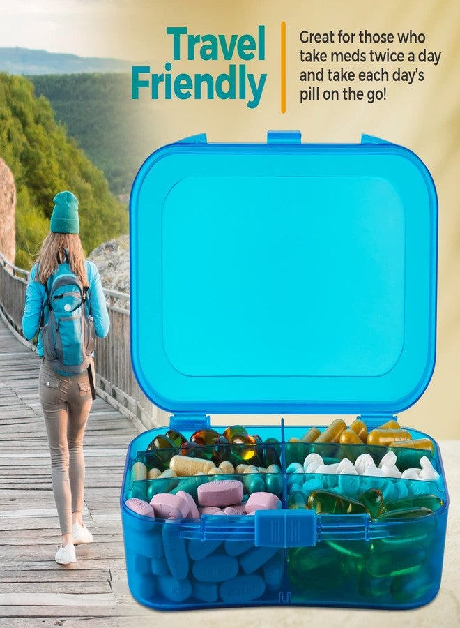 MEDca Pill Organizer Case - (Pack of 2) Portable 6 Compartment Daily Travel Medicine Reminder Box for Your Pills, Medications, Supplements, Vitamins and Fish Oils, Blue - Image 5