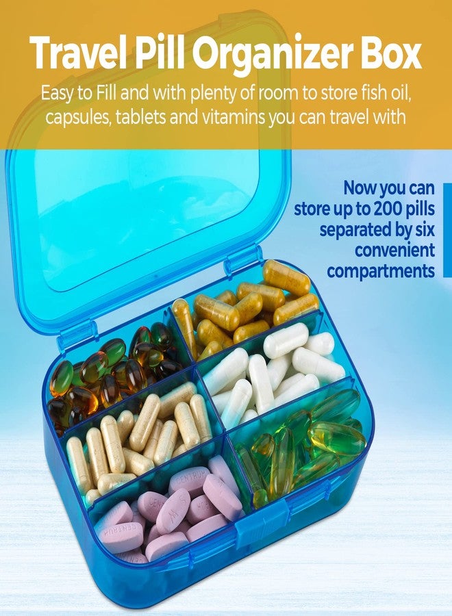 MEDca Pill Organizer Case - (Pack of 2) Portable 6 Compartment Daily Travel Medicine Reminder Box for Your Pills, Medications, Supplements, Vitamins and Fish Oils, Blue - Image 3