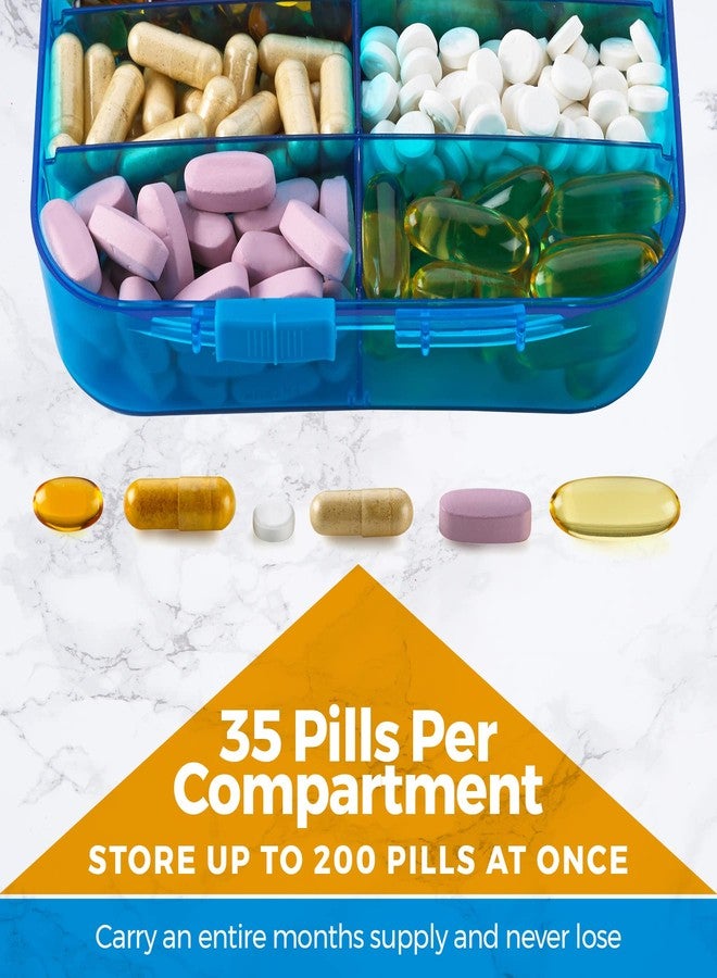 MEDca Pill Organizer Case - (Pack of 2) Portable 6 Compartment Daily Travel Medicine Reminder Box for Your Pills, Medications, Supplements, Vitamins and Fish Oils, Blue - Image 2