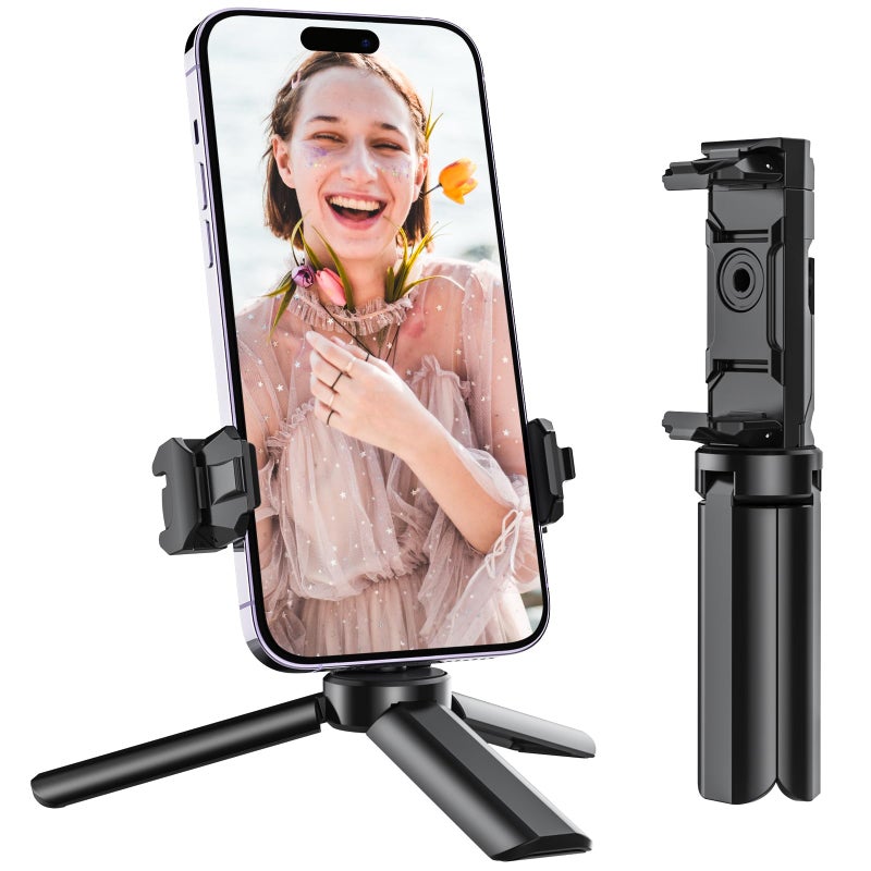 Anozer Mini Tripod with Universal Phone Holder & Cold Shoe, Lightweight Phone Stand & Camera Tripod, Compatible with iPhone 14 Pro Max/14 Pro, GoPro, Webcam, Mini Projector - Image 1