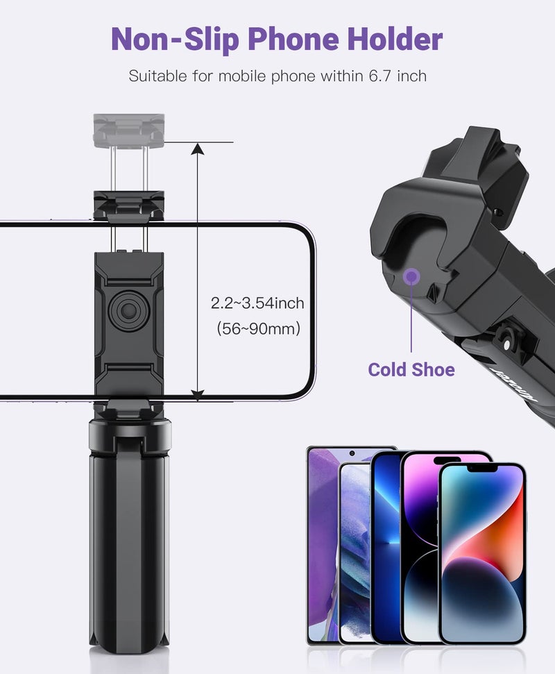 Anozer Mini Tripod with Universal Phone Holder & Cold Shoe, Lightweight Phone Stand & Camera Tripod, Compatible with iPhone 14 Pro Max/14 Pro, GoPro, Webcam, Mini Projector - Image 4
