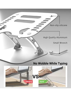 DUSALA Adjustable Height Ergonomic Aluminum Laptop Stand for 10-15.6 inch Silver  - Image 4