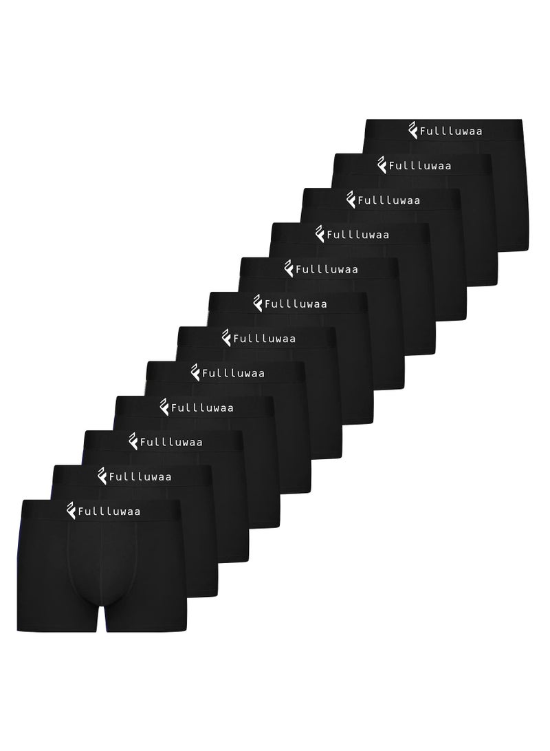 Fullluwaa Men's boxer briefs, retro, pure cotton material, 12 pieces pure black size XXL - Image 1