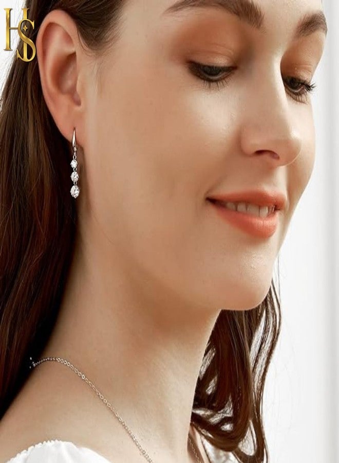 HighSpark Women's 925 Silver Dangle Drop Solitaire Earrings | 92.5 Sterling Silver And Diamond Like Brilliance Sparkling Zirconia | Lovely Gift - Dangle Drop Solitaire - Image 5