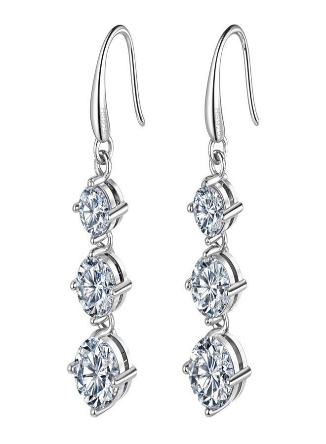 HighSpark Women's 925 Silver Dangle Drop Solitaire Earrings | 92.5 Sterling Silver And Diamond Like Brilliance Sparkling Zirconia | Lovely Gift - Dangle Drop Solitaire - Image 1