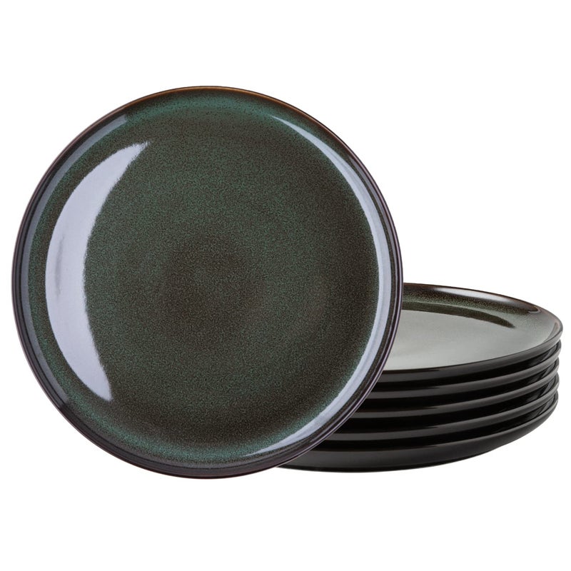 LERATIO Ceramic Plates Set of 6 85 Inch Reactive Glaze Light Weight Porcelain Salad PlatesModern Shape Dinnerware Dishes Set for KitchenMicrowaveDishwasherOven SafeResistantGreen