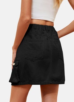 يونيكي Black Mid Rise Plain Mini Skirt  - Image 5