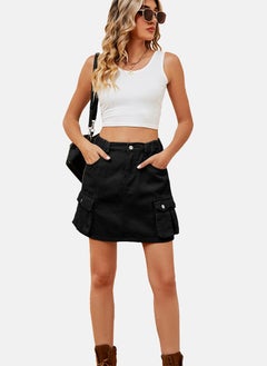 يونيكي Black Mid Rise Plain Mini Skirt  - Image 4