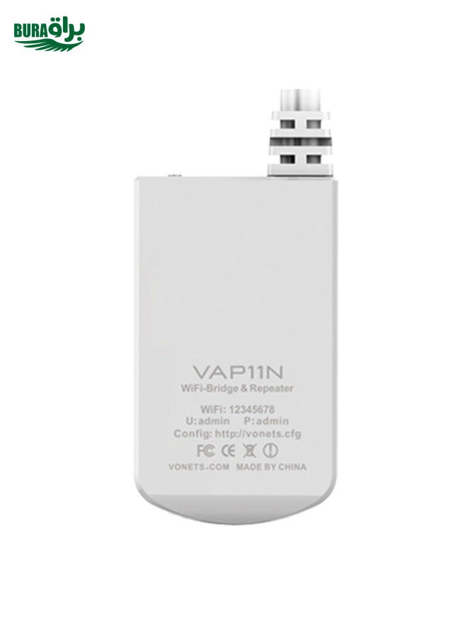 VONETS VAP11N Mini WiFi 300Mbps Repeater WiFi Bridge, Best Partner of IP Device / IP Camera / IP Printer / XBOX / PS3 / IPTV / Skybox(White)