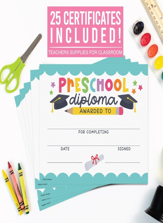Hadley Designs Preschool Award Certificates for Students -25 Certificate of Achievement Awards, Pre-K Diploma, Preschool Graduation Certificates for Kids, Prek Certificate Paper, Star Student Honor Roll - Image 2