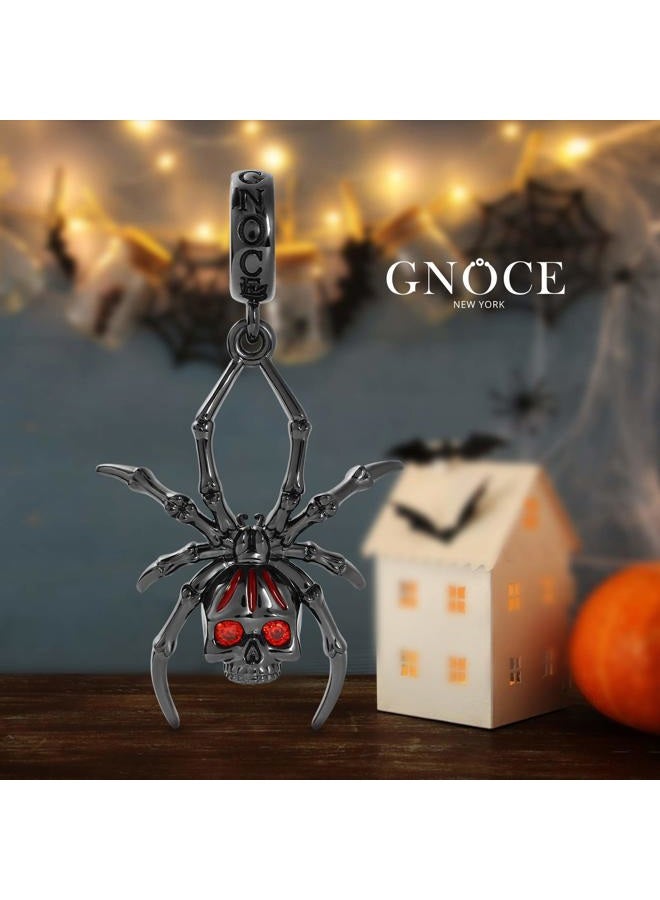 GNOCE Spider Skull Pendant Charm Sterling Silver Black Plated Dangle Charm Fit Bracelet/Necklace Gift For Women Girls Wife - Image 2