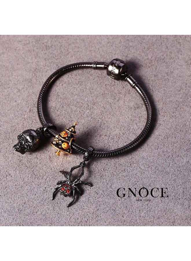GNOCE Spider Skull Pendant Charm Sterling Silver Black Plated Dangle Charm Fit Bracelet/Necklace Gift For Women Girls Wife - Image 5