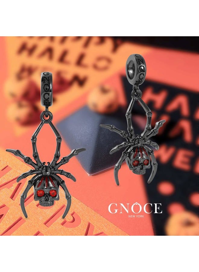 GNOCE Spider Skull Pendant Charm Sterling Silver Black Plated Dangle Charm Fit Bracelet/Necklace Gift For Women Girls Wife - Image 4