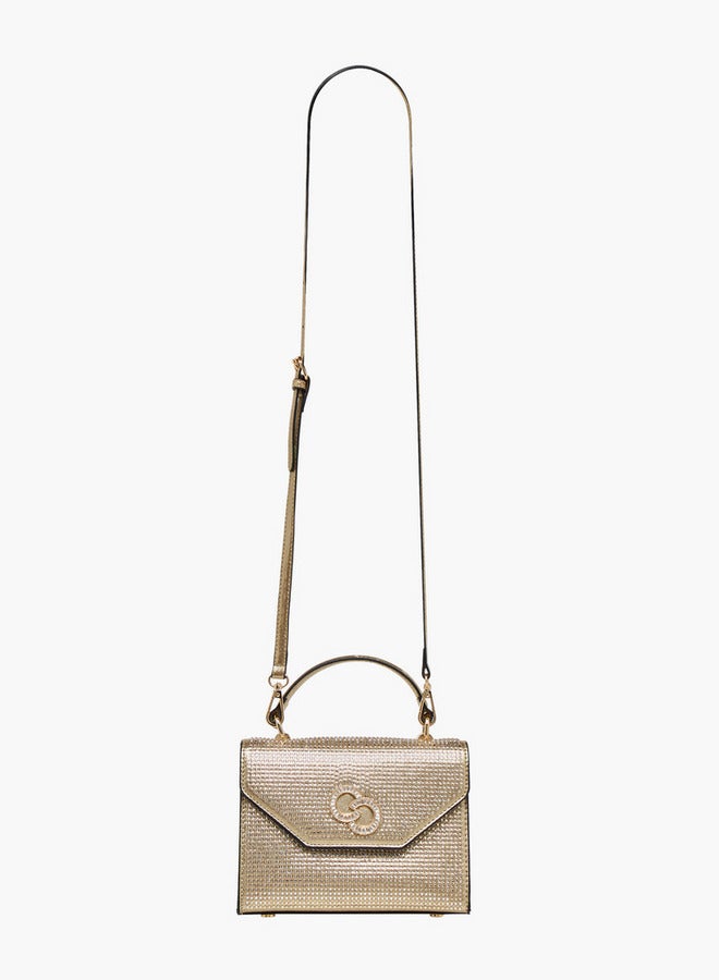 Celeste Embellished Satchel Bag with Button Closure - Image 3