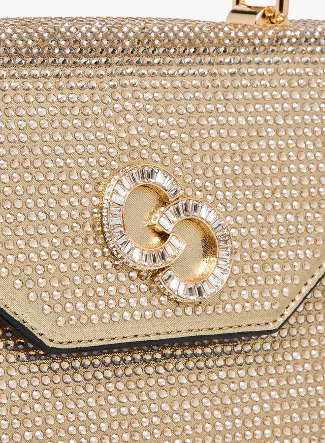 Celeste Embellished Satchel Bag with Button Closure - Image 5