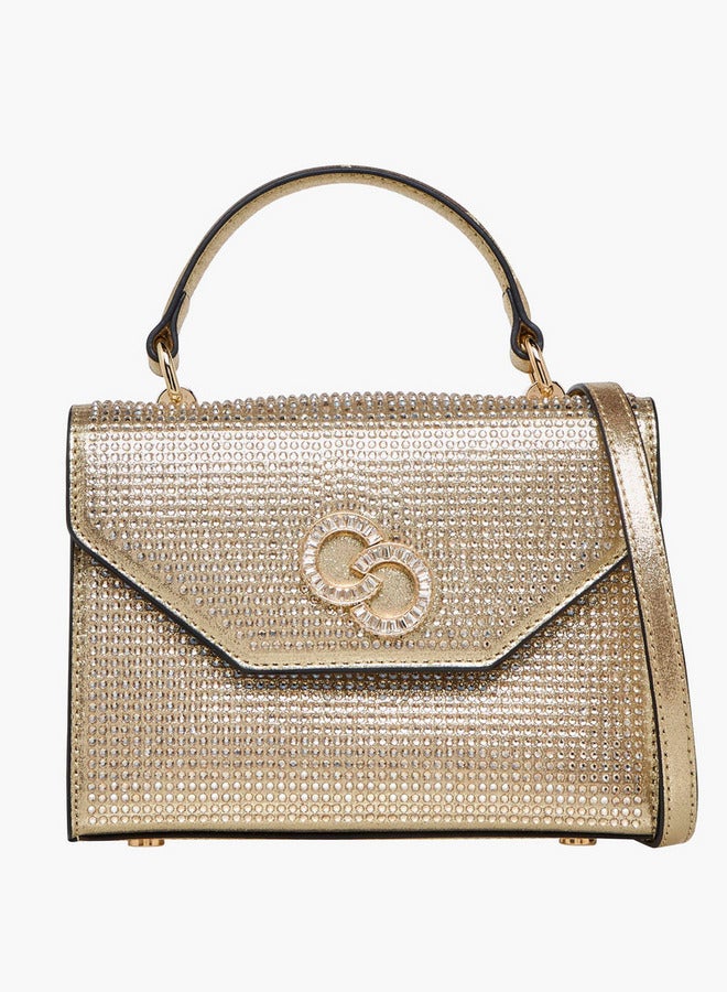 Celeste Embellished Satchel Bag with Button Closure - Image 1