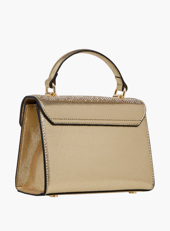 Celeste Embellished Satchel Bag with Button Closure - Image 4