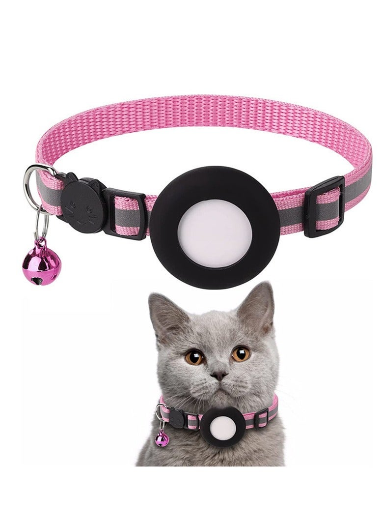 Generic Cat Collar for Airtag Reflective Cat Collar with Bell and Safety Buckle, with Waterproof Holder Compatible with Adjustable 22-35cm  - Image 1