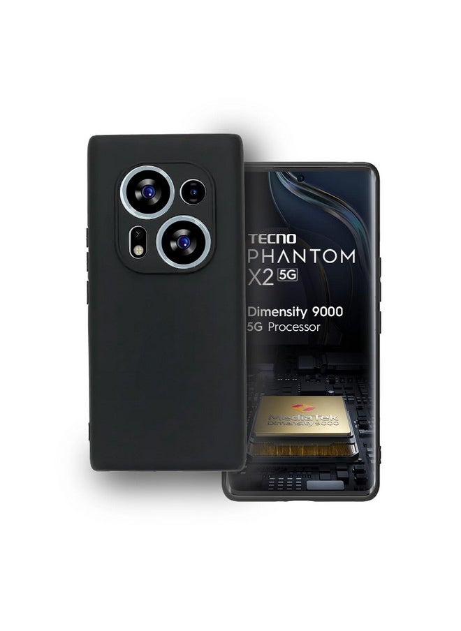 Plus - Plus Protection Matte Finished Back Cover Case for Tecno Phantom X2 5G | Rubberized TPU | Slim Thin Soft Matte Flexible Matte Touch Shockproof - Matte Black - Image 1