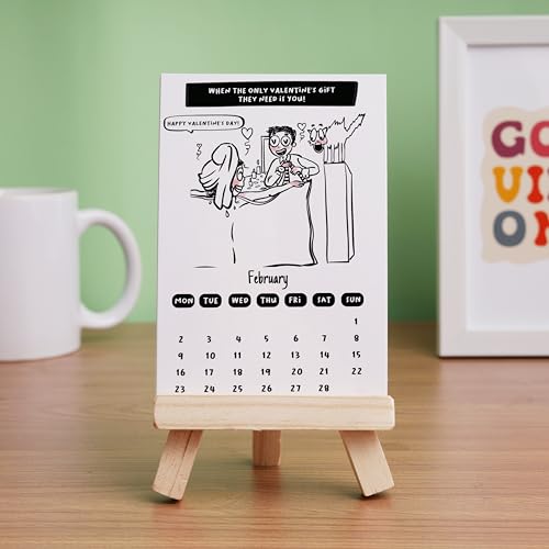 Oye Happy - Cute Couples Calendar 2026 – Romantic Desk Calendar for Couples | Mini Wooden Easel + 12 Monthly Cards | Anniversary, Valentine’s & New Year Gift for Boyfriend, Girlfriend & Married Couples - Image 2