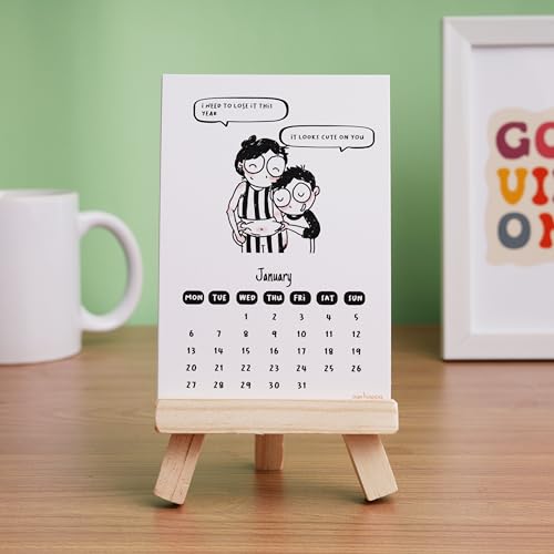 Oye Happy - Cute Couples Calendar 2026 – Romantic Desk Calendar for Couples | Mini Wooden Easel + 12 Monthly Cards | Anniversary, Valentine’s & New Year Gift for Boyfriend, Girlfriend & Married Couples - Image 1