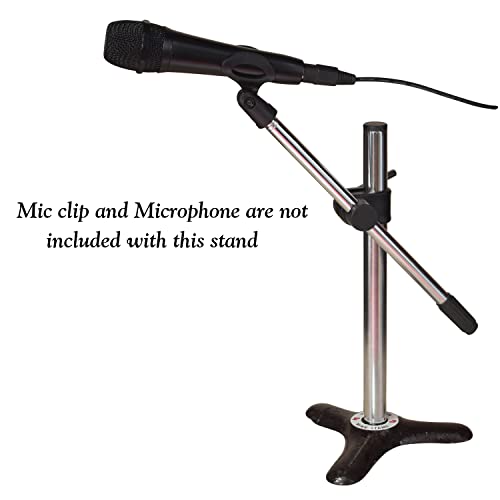 KH  TABLE/FLOOR MICROPHONE INSTRUMENT 15 Inch HEIGHT STAND TRIANGLE BASE SHAPE (Silver) - Image 3