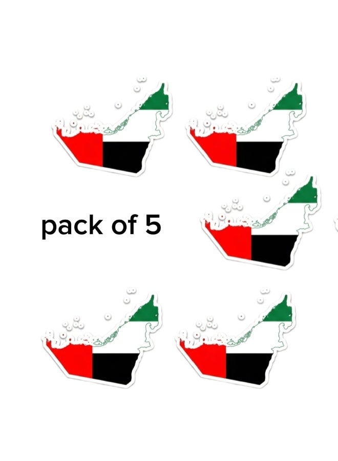 UAE Country Flag Map Vinyl Sticker Pack of 5 – Premium Car Bumper, Window & Mirror Decal – Waterproof, Bubble-Free, Fade Resistant – Size 13 x 13 cm - Image 1