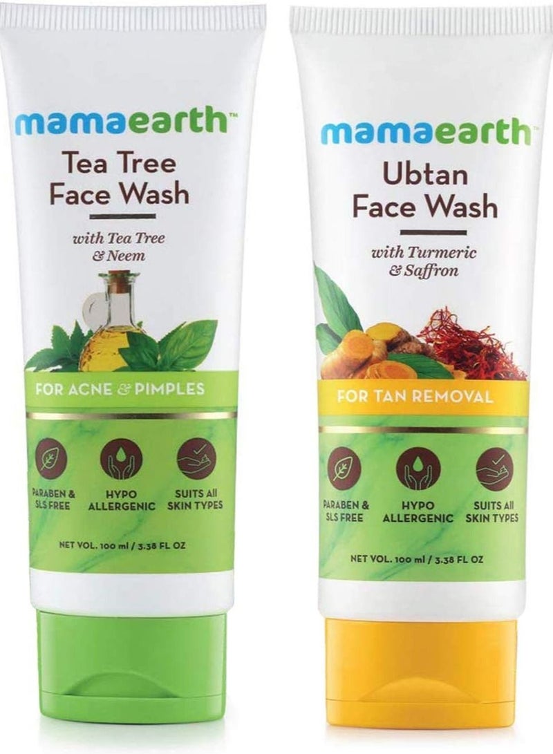 Mamaearth Mama earth ubtan face wash for mama 100 ml + Tea tree face wash for mama 100 ml - Image 1