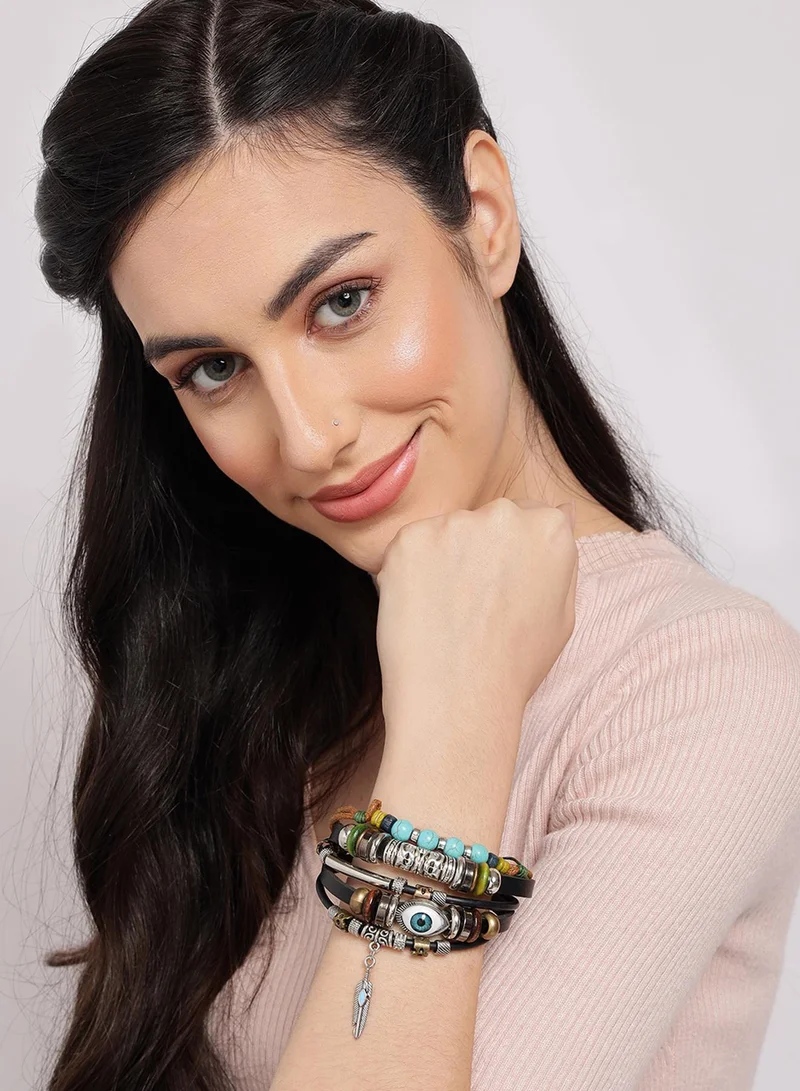 SOHI Evil Eye Multistrand Artificial Bracelet Jewellery