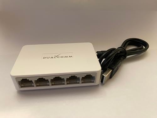 DualComm Mini 5-Port 10/100 Ethernet LAN Switch (USB Powered, Package May Vary) - Image 1