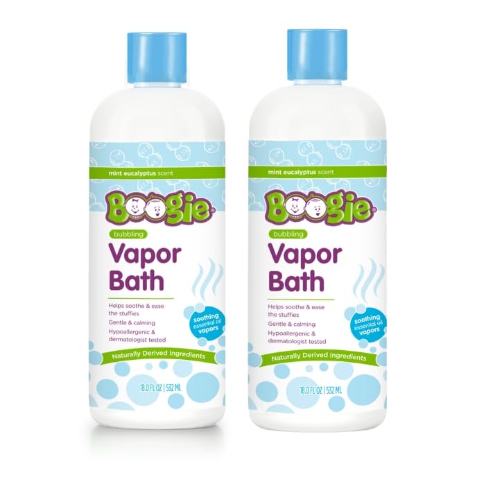 Boogie Kids Botanical Bubble Bath Soothing Vapor Made with Plant and Oat Extracts Natual Essential Oils Mint Eucalyptus 18 oz Pack of 2