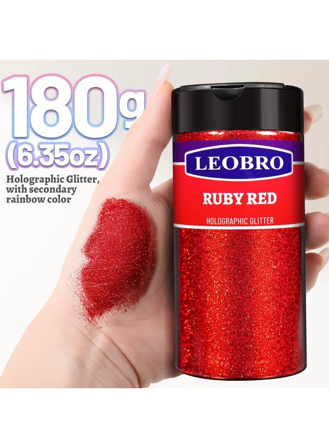 LEOBRO Red Glitter, Glitter, 180G/6.35Oz Holographic Ultra Fine Glitter, 1/128" Resin Glitter Powder, Metallic Iridescent Glitter For Resin Tumblers Hair Body, Christmas Glitter For Crafts - Image 2