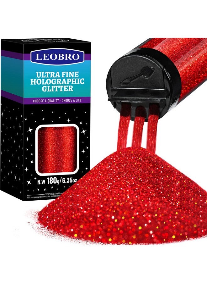 LEOBRO Red Glitter, Glitter, 180G/6.35Oz Holographic Ultra Fine Glitter, 1/128" Resin Glitter Powder, Metallic Iridescent Glitter For Resin Tumblers Hair Body, Christmas Glitter For Crafts - Image 1