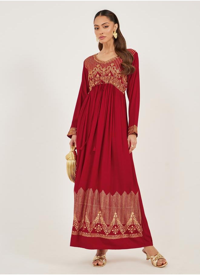 Maxim Creation - Block Printed V Neck Jalabiya by Styli - Image 1