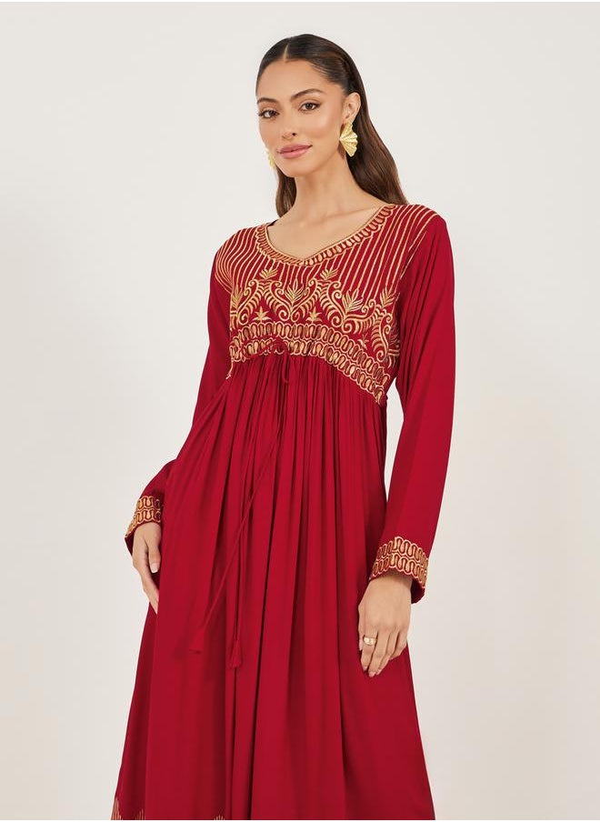 Maxim Creation - Block Printed V Neck Jalabiya by Styli - Image 1