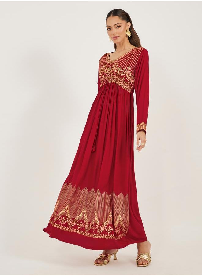 Maxim Creation - Block Printed V Neck Jalabiya by Styli - Image 1