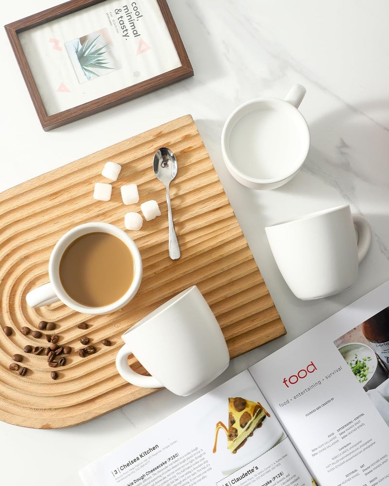 Hasense Espresso Cups Set of 4 Perfect for Demitasse, Cappuccino, Tea Bag and Juice, 5 Ounce Ceramic Stackable Mini Coffee Mugs Suit for Espresso Machine and Coffee Maker, White - Image 5