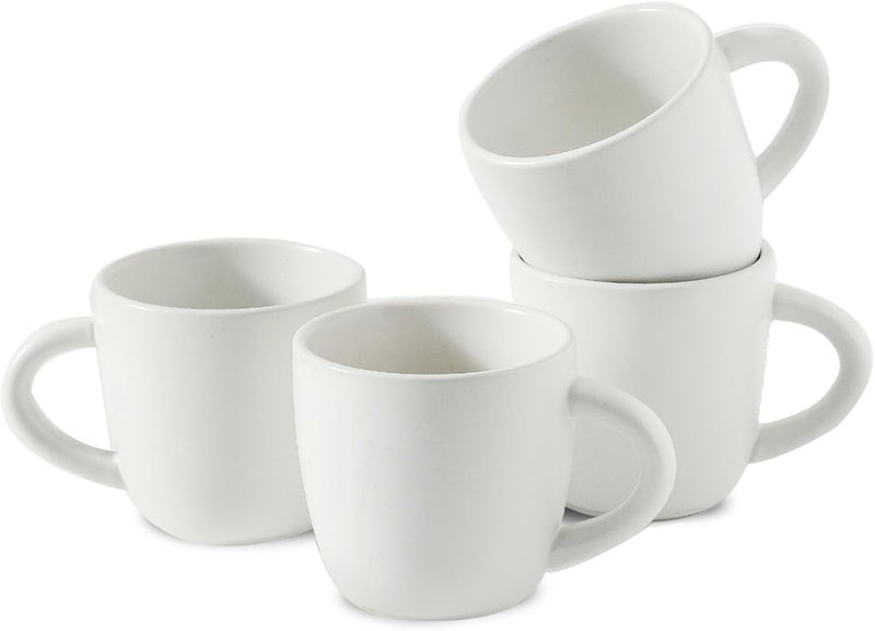 Hasense Espresso Cups Set of 4 Perfect for Demitasse, Cappuccino, Tea Bag and Juice, 5 Ounce Ceramic Stackable Mini Coffee Mugs Suit for Espresso Machine and Coffee Maker, White - Image 1