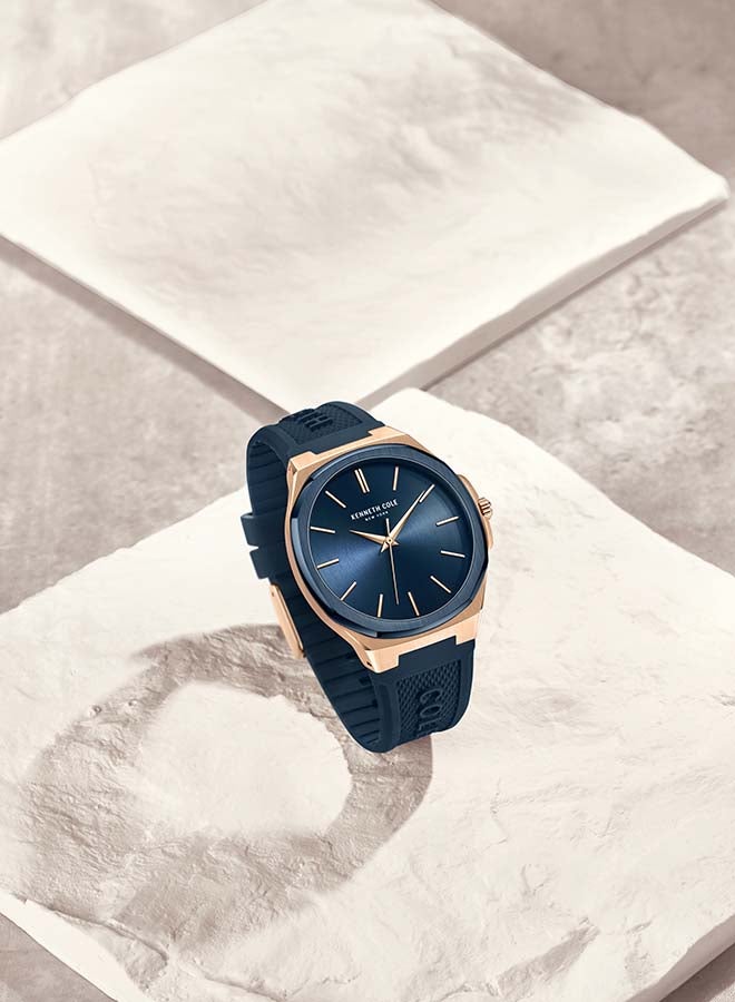 Kenneth Cole New York ساعة أنالوج كوارتز كلاسيكية حديثة بقطر 43.5 مم بقرص أزرق للرجال - Image 1