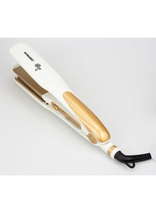2 in 1 Hair Straightener And Crimper With Ceramic Coating Plates Crimper Plate For Perfect Waves PTC Heating LED Indicato Lock Function On And Off Switch Temperature Control Suitable For All Hair Types SHS-2082 White/Gold 33cm - view 2