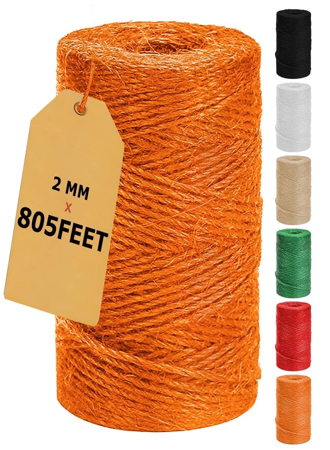 Vanhench 805FT Orange Twine String, Colored Natural Jute Twine String Rope Cord for Christmas Crochet Knitting Macrame, Arts & Crafts, Gift Wrapping, Wedding Décor, Art Decoration Packing (Orange) - Image 1