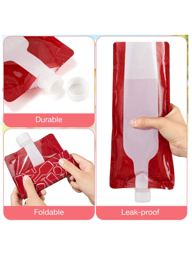 KASTWAVE 12 Pieces Foldable Plastic Wine Bags Plastic Wine Flasks Travel Pouches Wine Bottle Pouches with Collapsible Funnel and Bottle Cleaning Brush for Wine Liquor Beverages Travel Party Home Kitchen - Image 4