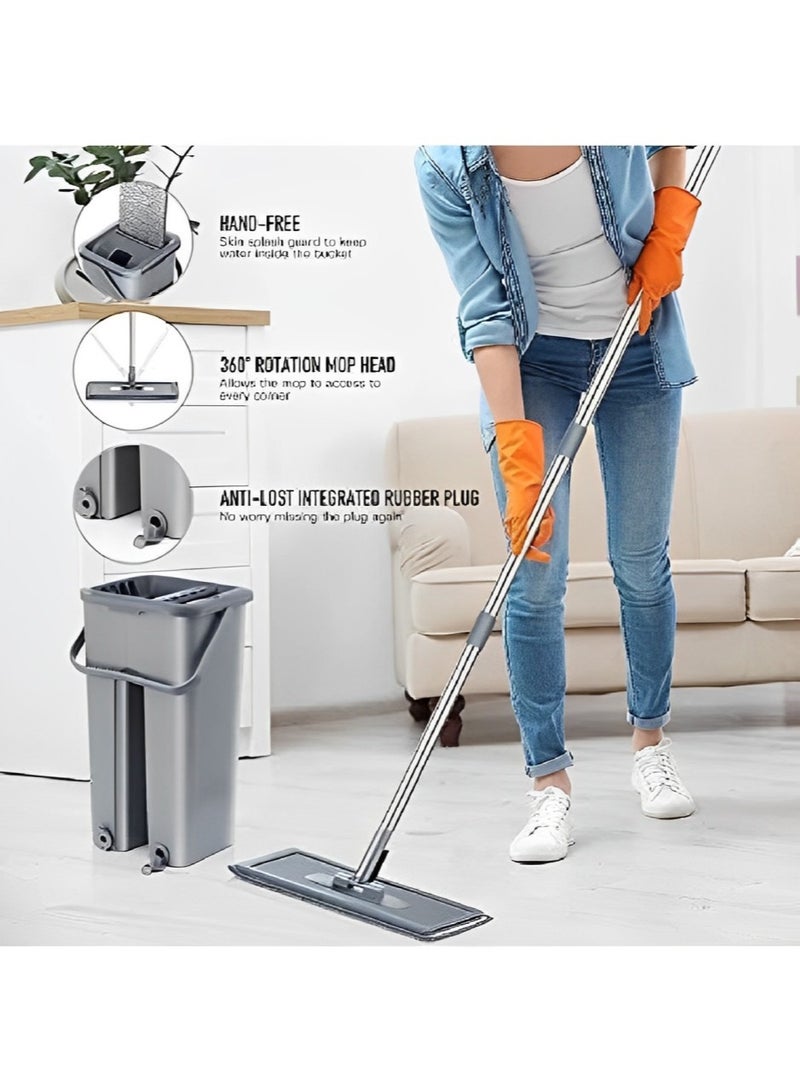 Hands-Free Squeeze Microfiber Flat Spin Mop System 360° Flexible Head (38X12.5 cm) with 1 Super-absorbent Microfiber Pads - Image 3