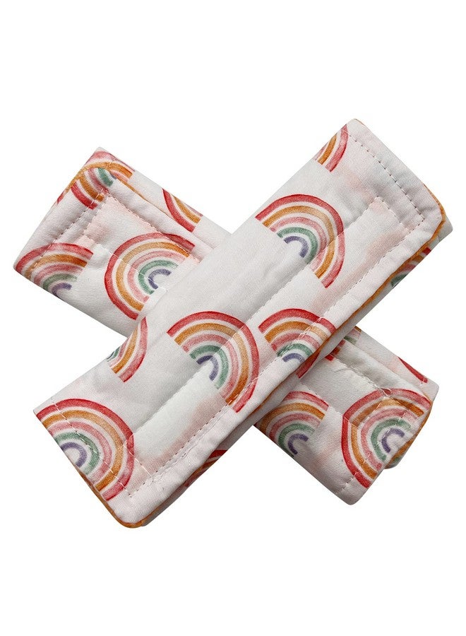 Culclendy Baby Car Seat Neck Cover, Car Seat Strap Cover, Seat Belt Cushions Pads, Shoulder Strap Protectors, Reversible Pram Harness Covers in Minky Floral, Baby Neck Pad Protector, Rainbow - Image 2