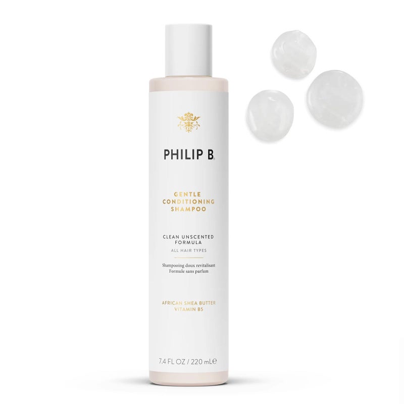 PHILIP B Gentle Conditioning Shampoo 74 fl oz 220 ml  LightWeight Unscented Cleanser Adds Softness  Shine With Shea Butter  Vitamin B5