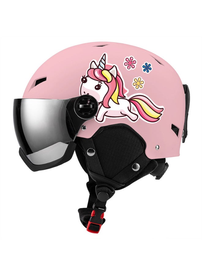 Pink Unicorn New Model Windproof And Anti-fall Snow Helmet, Warm Helmet For Adults And Children, Professional Ski Helmet, Winter Snow Helmet