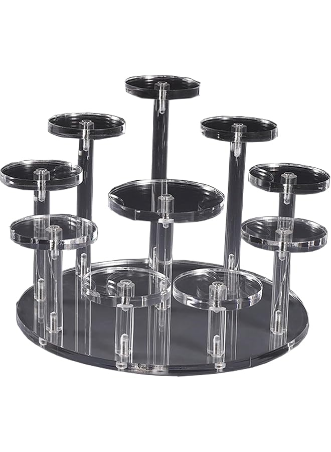 The Bros Acrylic Display Risers, Round Acrylic Display Stands, Acrylic Stands for Display, Risers Display Stands for Perfume,Watch,Rings,Earrings,Mini Figurines (Clear,10Tier)  - Image 1
