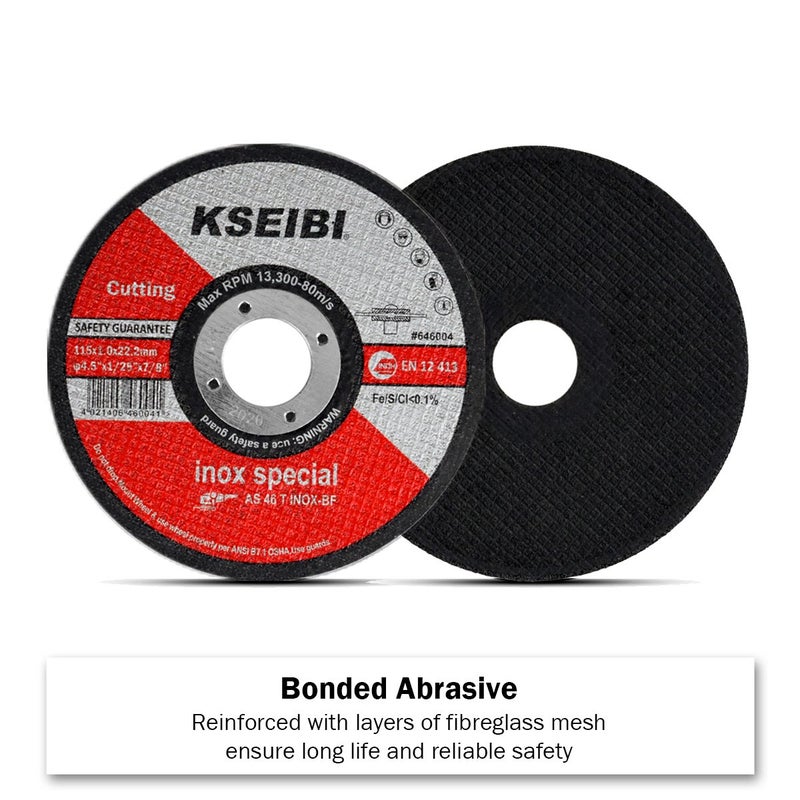KSEIBI 50 Pack 4 1/2 Cut Off Wheels for Cutting Metal Stainless Steel 0.040" Thickness, 7/8" Arbor, Type 41 Ultra Thin Angle Grinder Wheel 646004 Cut-Off Disc - Image 2