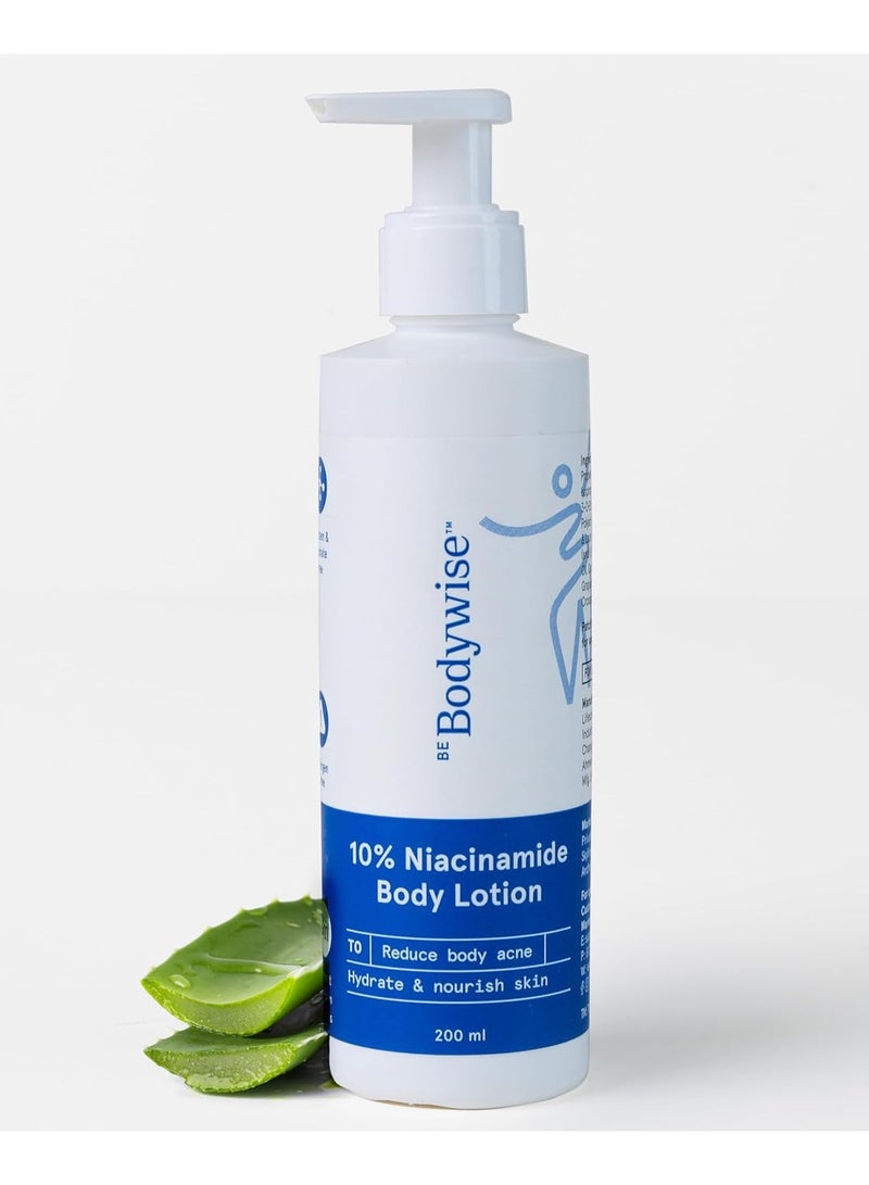 Be Bodywise 10% Niacinamide Brightening Body Lotion  | 48Hr Moisturization | Aloe Vera Extract And Almond Oil | Repairs Skin Barrier, Reduces Acne Marks And Nourishes | For All Skin Types - Image 1