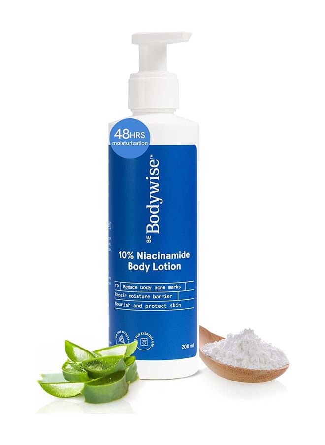 Be Bodywise - 10% Niacinamide Brightening Body Lotion  | 48Hr Moisturization | Aloe Vera Extract And Almond Oil | Repairs Skin Barrier, Reduces Acne Marks And Nourishes | For All Skin Types - Image 1